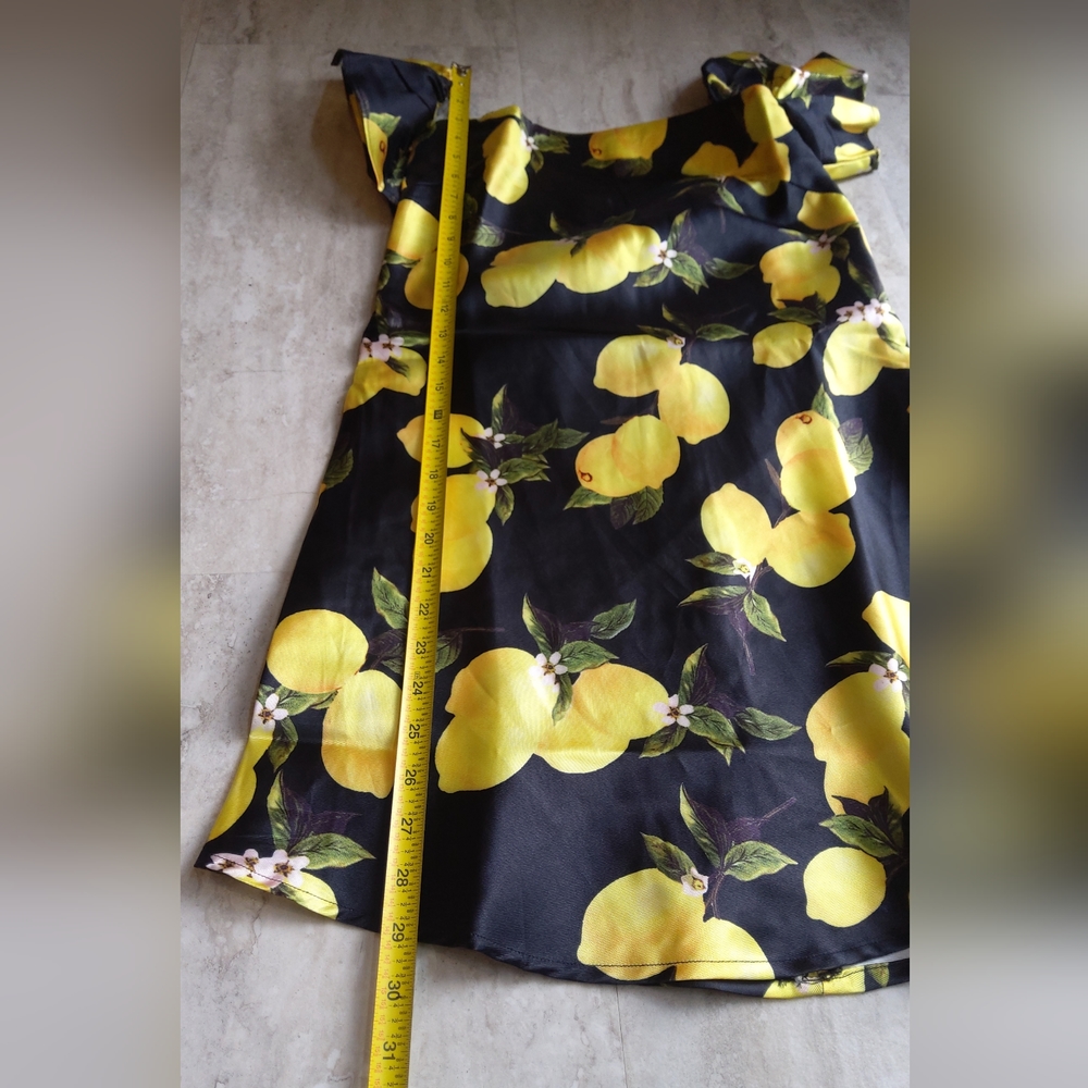 NEW Lemon Print Ruffle Sleeve Mini Dress - Picture 6 of 12